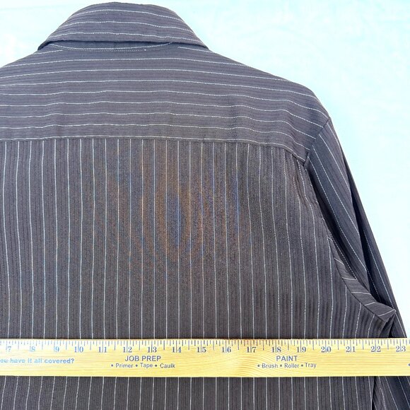 7 DIAMONDS Striped Texture Stretch Long Sleeve Button Up Shirt Mens L Brown - Picture 5 of 8